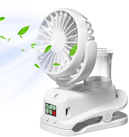 Decorhome Pequeño Ventilador Portátil Con Pulverizador – Ventilador De Agua Versátil Con Pantalla Digital | Ventilador Hidratante Portátil Recargable Con Pulverizador De Escritorio Para Viajes Y Acamp