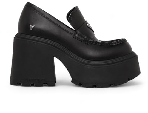 Windsor Smith Womens Black Leather Platform Loafers Shoes - Spolied