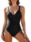 FemiChic Maillot de Bain Femme 1 Pieces Gainant Ventre Grande Taille Push Up Rembourré Ronde Amincissant Maillot'de Bain(Noir,XL)
