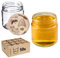 KADAX Lot de 50 petits pots pour conserves de 200 ml, fi66 mm, mini pots à miel et épices, bocaux hermétiques, bocaux à conserve, verres, pots ronds (miel de trèfle)