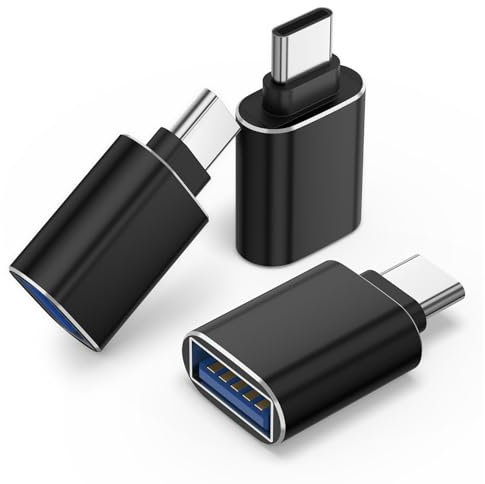 YLK 3 Piezas Adaptador USB C/Tipo C a USB, Convertidor de Cargador USB-A 3.0 Hembra a USB-C para Compatible con Dispositivos Tipo C como Teléfonos Móviles (3, Negro/Negro/Negro)
