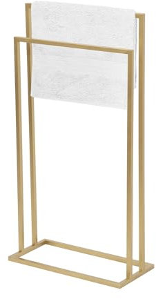 FRAMADO - Portasciugamani Autoportante - Portasciugamani in Piedi - LxPxA 45x21x86cm - in Metallo, con Cuscinetti Antiscivolo, Stabile, Prodotto UE, Senza Montaggio - VIVO con 2 Barre Oro