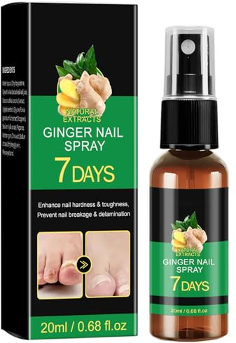 Ginger Nail Fungus Treatment for Toenail - Fungal Nail Treatment Spary- 7 Days Nail Fungus Treatment Extra Strength for Thickening, Yellow-Brown Discoloration, Ragginess, 20ml