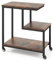 CASART G-Shaped End Table, Rolling Sofa Side Bedside Table with 4 Wheels & Storage Shelves, 3-Tier Mobile Laptop Stand Workstation for Living Room Bedroom (Rustic Brown+Black)