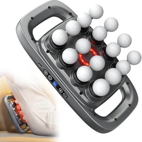 Dufuso 16-Kopf Massagepistole, 3 Modi und 30 Vibrationsintensitäten Muskelmassagepistole mit Rotlicht lindert Muskelverspannungen und Ermüdung in Rücken, Halswirbelsäule und Körper