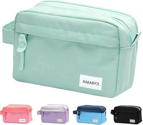 buvyuotu Federmäppchen mit 3 Fächer Große Kapazität Mäppchen, Federmappe mit Dauerhaftem Reißverschluss, Federtasche etui Pencil Case für Mädchen Jungen Teenager Büromaterial - Grün