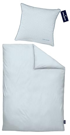 Daniel Hechter Bettwäsche Satin 0061304 LÄNGSSTREIFEN 1x 135x200 cm + 1x 80x80 cm, taubenblau