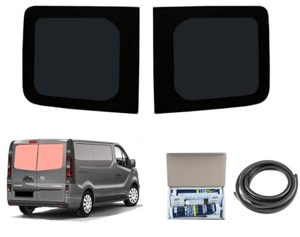 Van Demon Pair of Rear Door Glass Windows in Dark Tint with Adhesive Kit and Knock on Trim VY24568