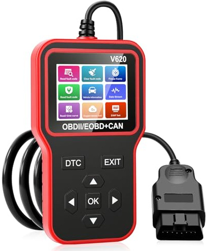 diymore OBD2 Diagnosegerät Auto Auslesegerät, Auto Adapter Motor Fehlerauslesegerät Lesegerät mit Vollständigen OBDII Funktionen Spannungsprüfung, KFZ Diagnosegerät für Alle OBDII Fahrzeuge