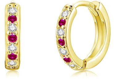 Josfeva Orecchini a cerchio in argento 925 per ragazze, piccoli orecchini a cerchio in argento 925, per dormire, cartilagine, orecchini ipoallergenici con bianco/acquamarina/rosa/fucsia/viola/zaffiro