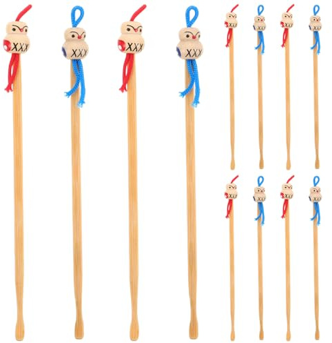 TOBBOMEY 12PCS Earwax Removal Tool: Bamboo Japanese Ear Pick - Ear Wax Spoon - Manual Cleaner Massage Tool - Reusable Earwax Removal Stick for Cleaning