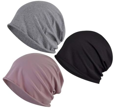 Doukesh 3 Stück Chemo Kopfbedeckung Damen Slouchy Beanie Mütze Chemotherapie Mütze Baumwollmützen Schlafmütze Chemo Cancer Kopfbedeckung Dünn