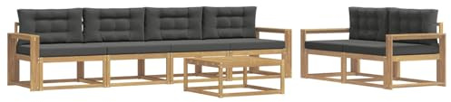 vidaXL Outdoor-Sofagarnitur mit Kissen 6 pcs Weiß und Anthrazit, Gartenmöbel, modernes Outdoor-Sofa Set, modulare Sitzgelegenheiten, Loungemöbel für deinen Garten