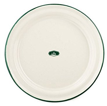 GSI Outdoors Deluxe-Speiseteller aus emailliertem Glas, mit grünem Rand, 26 cm Durchmesser