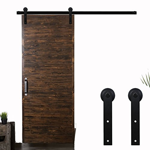7.5FT/228cm Schiebetürbeschlag Set Hängeschiene Schiebetürsystem Tür Hardware Kit für Innentüren Schwarze I-Form