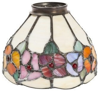 ARTERAMEFERRO Tiffany Ersatzglas Lampenschirm für Kronleuchter und Wandleuchten, Geblümt, Bunt, Messing, Eisen, Rund, 13 cm Durchmesser, 11 cm Höhe