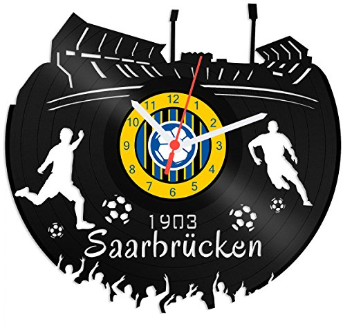 GRAVURZEILE Schallplattenuhr Saarbrücken - 100% Vereinsliebe - Upcycling Design Wanduhr aus Vinyl Made in Germany