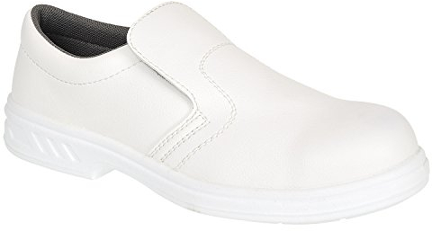 Portwest Mocasín De Seguridad Steelite S2, Tamaño: 49, Color: Blanco, FW81WHR49