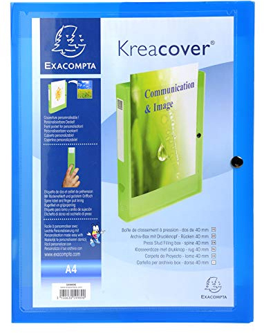 Exacompta - Ref. 59988E - 5 filing boxes with Kreacover snap closure - customizable on 1 side - in translucent polypropylene - back 4 cm - dim 25x33 cm - for A4 - color clear
