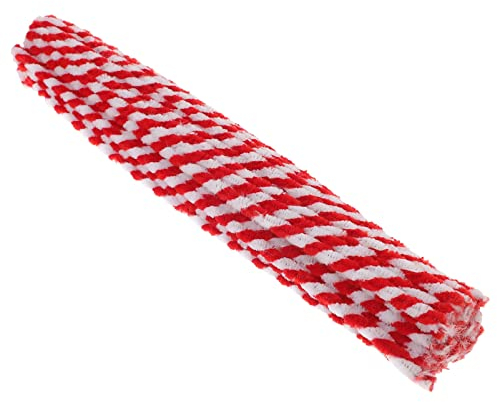 50pcs Cure- Tige Fils Chenille Arbre De Noël Décoration pour Fournitures Artisanat Bricolage DIY Rouge Blanc