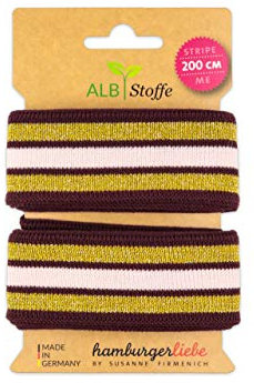 ALB Stoffe Stripe Me Glam Bliss Band Bordeaux-Gold-Puder