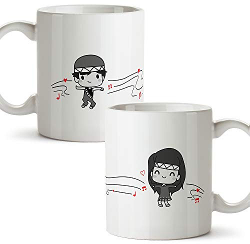 MUGFFINS (Pack 2 tazas) Tazas San Valentín - Bailando - Regalos Originales y Divertidos de Aniversario para Novios, Enamorados, Pareja...