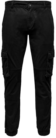 Only & Sons Herren Cargo Hose ONSCAM Stage 6687 - Tapered Fit - Grau W27-W38, Größe:31W / 34L, Farbe:Black 22016687