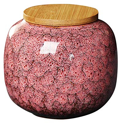 Tea Storage Containers Airtight Tea Caddy Tins, Ceramics Tea Canister Tea Sealed Porcelain Storage Jar for Tea/Seed/Coffee and More (Pink)