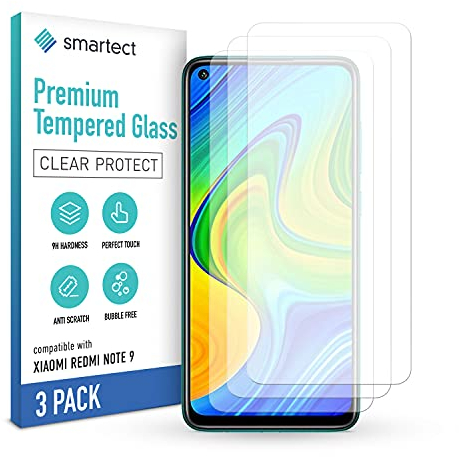 smartect Cristal Templado [3 Piezas, Clear] para Xiaomi Redmi Note 9, Protector de Pantalla HD Antiarañazos, Sin Burbujas, Dureza 9H, 0.3mm Ultra Transparente, Ultra Resistente