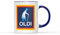 Oldi Woman Mug- Birthdays Christmas Funny Gift Presents Mother's Day Celebration Novelty Coffee Tea Heavy Duty Handle Dino Coated Dishwasher/Microwave Safe Sublimation Ceramic (Colbalt Handle Prime)
