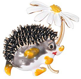 ZHOUBAA Broche en Alliage Mignon, Bricolage Artisanat Nouvel an Divers Styles Créatif Hérisson Fleur Forme Broche Broche Vêtements Sac Bijoux Accessoire Cadeau Blanc