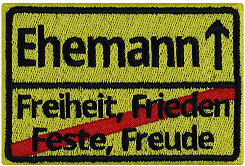 EHEMANN - Freiheit, Feste, Freude Hochzeitsgeschenk Aufnäher Junggesellenabschied/Polterabend | Wedding Patch Bridal Shower Gift/Geschenk Applikation für alle Stoffe | 90x60mm