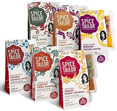 The Spice Tailor - Indian Curry Cooking Sauce Kit 6-Pack Mixed Selection - Butter Chicken, Fiery Goan, Tikka Masala & Keralan Coconut Curries