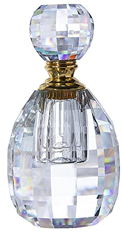YUNHOME Perfume Bottle Empty Travel Perfume Perfume Dispenser 3Ml Mini Crystal Art Cut Vintage Perfume Bottle Empty Glass Refillable Essential Oil Case Home Wedding Decoration Lady Gift