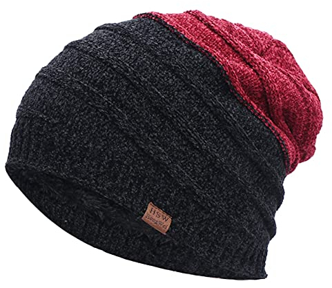 Mütze Herren Damen Snowboard Fahrrad Bommelmütze Loop Schal Set Warm Wintermütze Schlauchschal Strickschal mit Fleece Futter Strickmütze Winddichte Beanie Mütze Farbverlauf Thermo Wintermütze