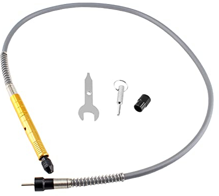 Jersvimc Adaptador de eje flexible de 1/8 pulgadas (3.175 mm), dorado, accesorio de herramienta giratoria de eje flexible, cable de alimentación, extensión de portabrocas para amoladora