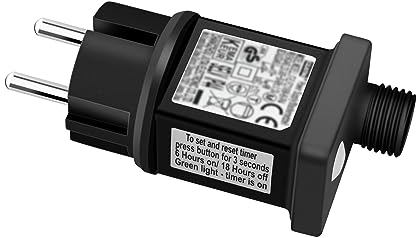 Dalugo LED Netzteil 31V 6W, Netzteil Lichterkette mit 6h Timer, 8 Modi und Speicherfunktion, IP44 Wasserdicht LED Lichterkette Stecker für Weihnachtsbeleuchtung und Eiszapfenlichter