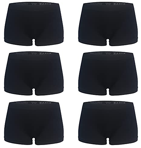 Libella Boxershorts Damen Locker Unterwäsche 6er Pack Nahtlos Seamless Schwarz 3908 BL S/M