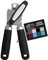 GORILLA GRIP Heavy Duty Stainless Steel Smooth Edge Manual Can Opener and Bottle Openers, Soft Comfortable Handle, Oversized Handheld Turn Knob, US Designed Multifunctional Kitchen Tool, Black