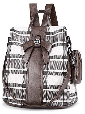 ZOCAI Rucksack Damen Leder Elegant Tasche Anti Diebstahl Daypack Reiserucksack Umhängetaschen Tagesrucksack Rucksäcke Henkeltasche 2 Set (Khaki)