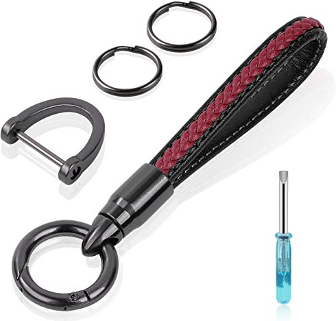 flintronic Tressée Cuir Porte-clés Voiture, Porte Clef Cuir Tressée avec Anneau Alliage de Zinc et Tournevis, Tissage Corde Voiture Porte-clés pour Homme et Femme, pour Voiture Maison Bureau Clés