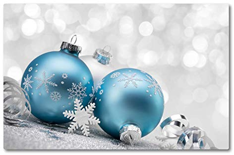 Tulup Schneidebretter Herdabdeckplatte Weihnachten Spritzschutz 80x52cm Gehärtetes Glas Küche - Flitter Winter-Feiertags-Dekorationen