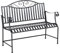 Outsunny Gartenbank Sitzbank Parkbank 2-Sitzer Metallbank Stahlrahmen mit Armlehne für Garten Balkon und Terrasse bis 220 kg belastbar Grau 115,5 x 54 x 96 cm