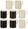 com-four® 8x Kaffeetassen 180 ml aus Keramik im modernen Art-Deco Style - dickwandiger Kaffeepott für Espresso, Americano Kaffeebecher - kleine Keramikbecher für Heißgetränke