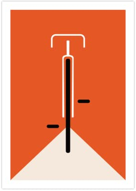 Generisch Fahrrad Bauhaus Poster | Vintage Mid-Century Stil orange A2 (59,4x42 cm)
