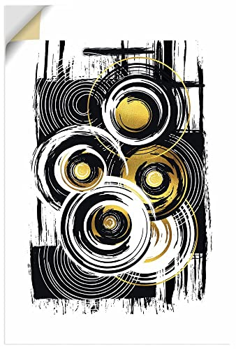 ARTland Wandbild selbstklebende Vinylfolie 80x120 cm Wandtattoo Modern Abstrakt Muster Gold Schwarz Kreise Geometrie Grafik U4OS