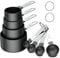 Measuring Cups, HENGBIRD Ensembles de cuillères doseuses, Lot de 8 Ensemble cuillère à mesurer et Tasse à mesurer avec poignées en acier inoxydable pour liquides et solides (Noir)