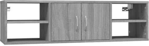 vidaXL Wandregal, Hängeregal mit viel Stauraum, Regal für Schlafzimmer Wohnzimmer Büro, Hängeschrank Wandablage CD Regal Bücherregal, Grau Sonoma Holzwerkstoff