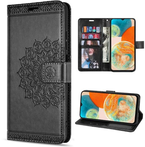 betterfon Hülle Kompatibel mit Samsung Galaxy A23 5G | Klapphülle Schutzhülle mit Kartenfächer Kompatibel für Galaxy A23 5G | Magnetverschluss Flip Case | Schwarz