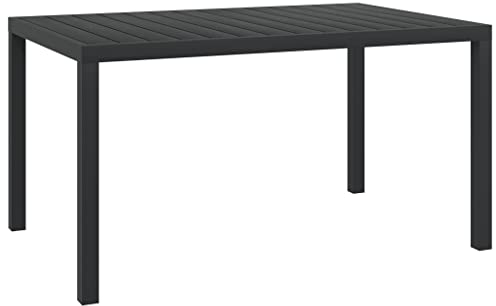 Hommdiy Gartentisch Garten Esstisch WPC Aluminium 150 x 90 x 74 cm Schwarz